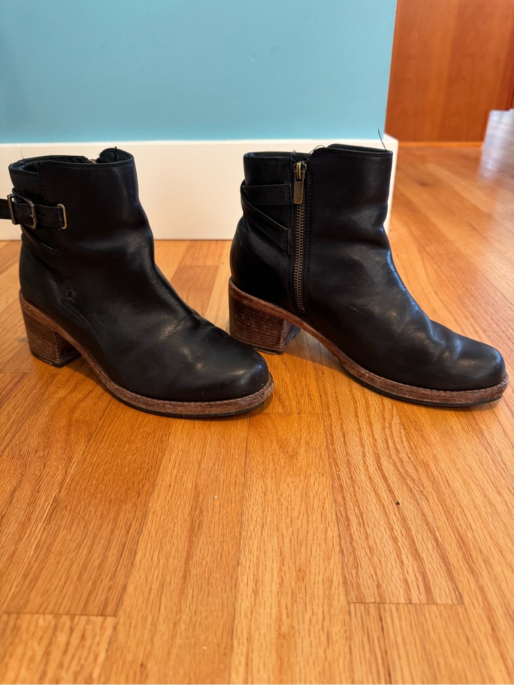 Clark’s Black Leather Ankle Boots with Block Heel